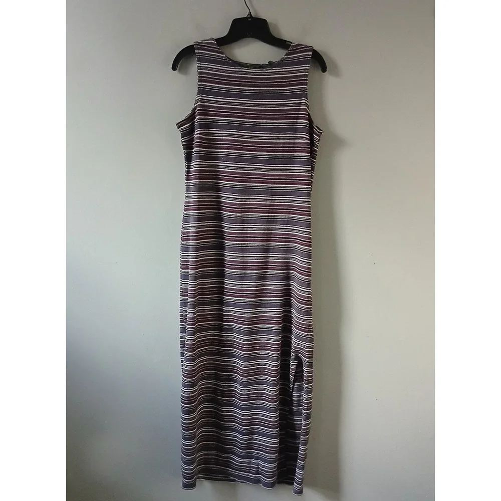 Embassy Row Women's Size S Vintage Maxi Dress Front Slit Sleeveless Striped Knit